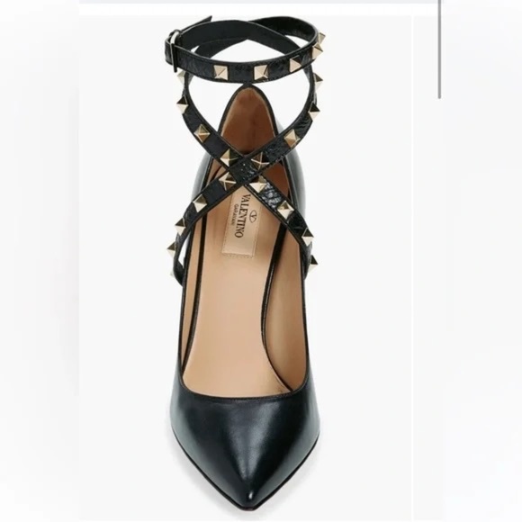 Valentino Ankle Strap Black Heels Size 40 - Picture 2 of 15